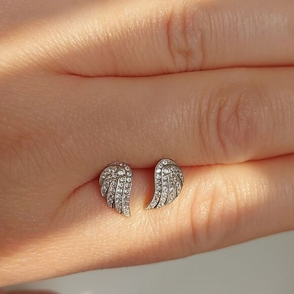 925 Sterling Silver Wings Earrings - Picture 10 of 10